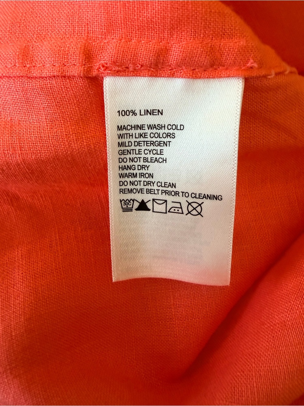 Tommy Bahama Coral Sleeveless Linen Shirt Dress with Self-Tie Waist | M - Picture 6 of 7